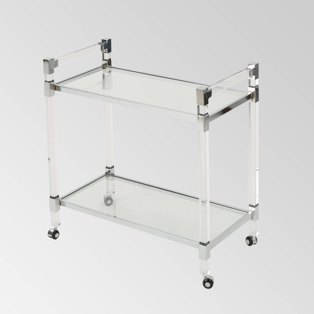 Photos - Other Furniture Mirren Modern Glass Bar Trolley Clear - Christopher Knight Home
