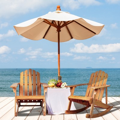 Light Brown Acacia Wood Adirondack Rocking Chair