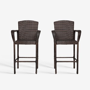 WestinTrends Outdoor Wicker Bar Stools Set of 2 - 1 of 4