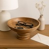 Decorative Round Wood Bowl with Ribbed Base for Coffee Table - Modern Centerpiece Table Decoration or Entryway Table for Home Decor Accent - 5", Brown - 2 of 4