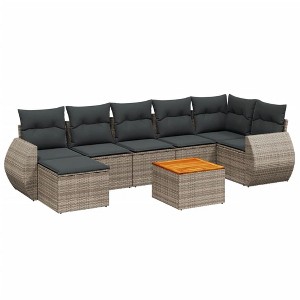 vidaXL Garden Sofa Set Grey PE rattan 8 Piece Modular Garden Sofa Set - 1 of 4