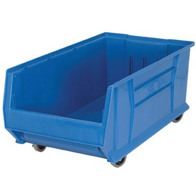 Quantum Storage Systems Hulk 30" Container, Mobile, 29-7/8"L X 16-1/2"W X 14"H, Stackable, Polypropylene, Blue, Made In Usa