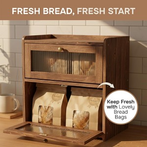MOEPISY Vintage Breadbox Bread Storage Container Farmhouse Food Organizer Pantry Shelf (Brown) - 1 of 4