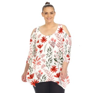 Plus Size Floral Sleeveless Tunic Top - White Mark - 1 of 3