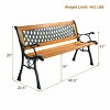 49 1/2'' Patio Park Garden Bench Porch Path Chair Outdoor Deck Cast Iron Hardwood - 3 of 4