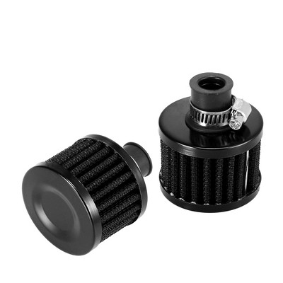 Unique Bargains 2 Pcs 12mm/0.47inch Universal Air Filter Cleaner for Car with Hose Clamp Black