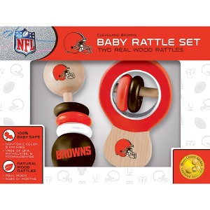 Baby Fanatic Wood Rattle 2 Pack - NFL Cleveland Browns Baby Toy Set - 1 of 4