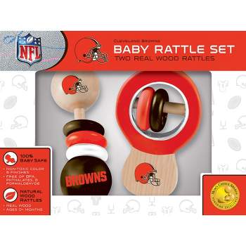 Baby Fanatic Wood Rattle 2 Pack - NFL Cleveland Browns Baby Toy Set