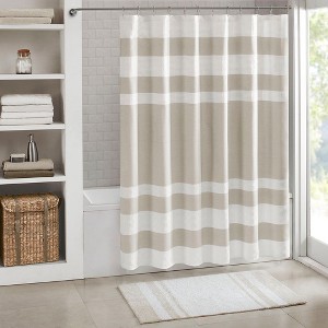 CAVINAS Waffle Weave Base Shower Curtain with 3M Treatment,Bathroom Shower Curtains Machine Washable - 1 of 4