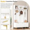 LOVMOR 49.6"Modern Large Storage Luxurious Coat Rack with Bench, Multi-functional Storage Bench,White+Gold - 3 of 4
