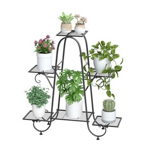 Artloge 6 Tier Vertical Black Metal Corner Plant Stand Flower Pots Display Rack Storage Shelf for Patio Balcony Yard Home Garden Decor - 1 of 4