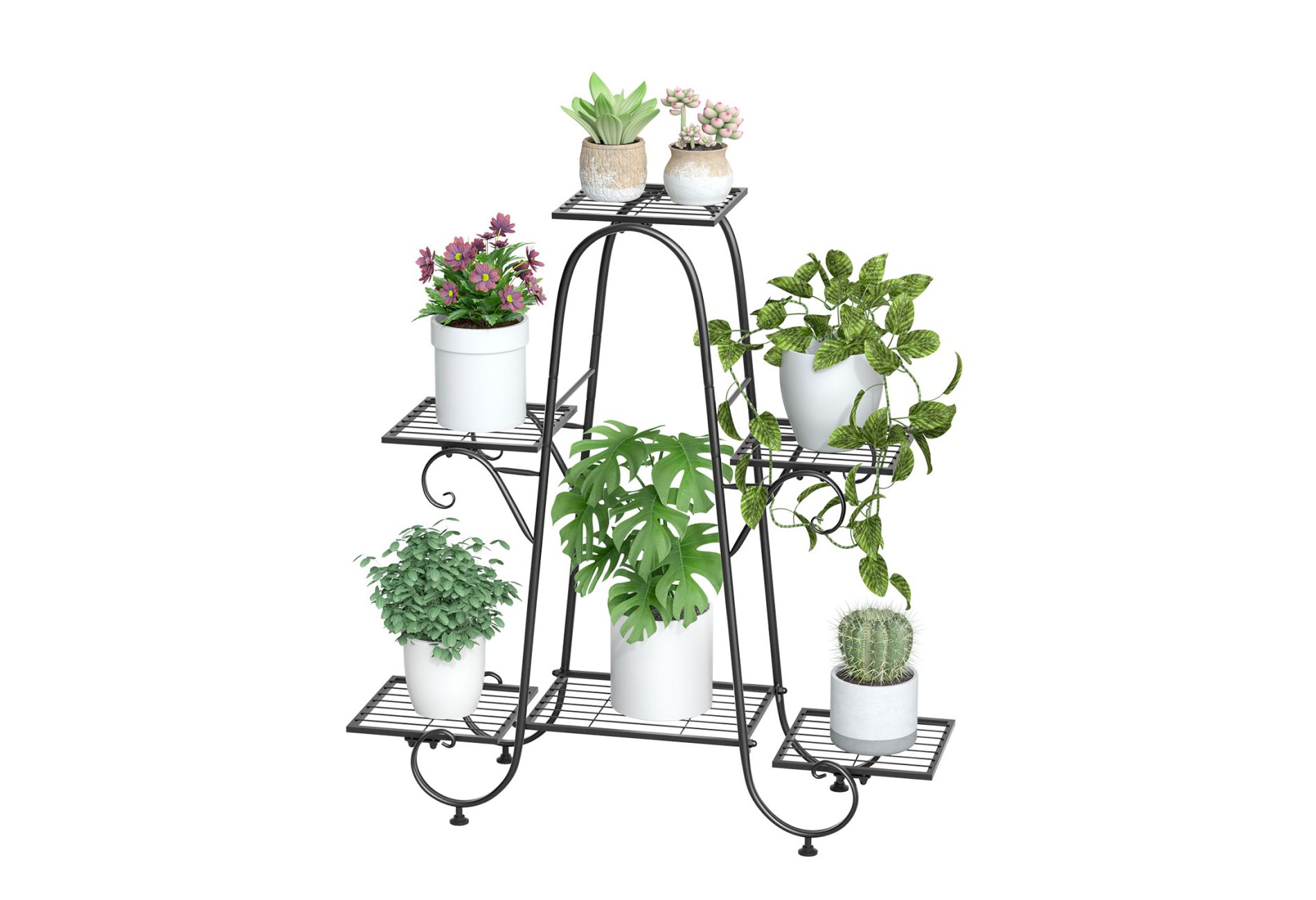 Artloge 6 Tier Vertical Black Metal Corner Plant Stand Flower Pots Display Rack Storage Shelf for Patio Balcony Yard Home Garden Decor