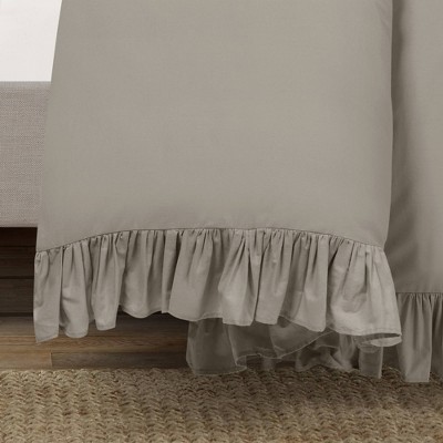 Lush Decor Full/Queen 3pc Reyna Cotton Duvet Cover Set Gray - Lush Décor: Ruffled Bedding, 450 Thread Count, OEKO-TEX Certified — фото 4