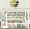 Twin/Full Size Metal Platform Bed House Bed Frame with Fence and Shelves, White/Black/Pink-ModernLuxe - 2 of 4