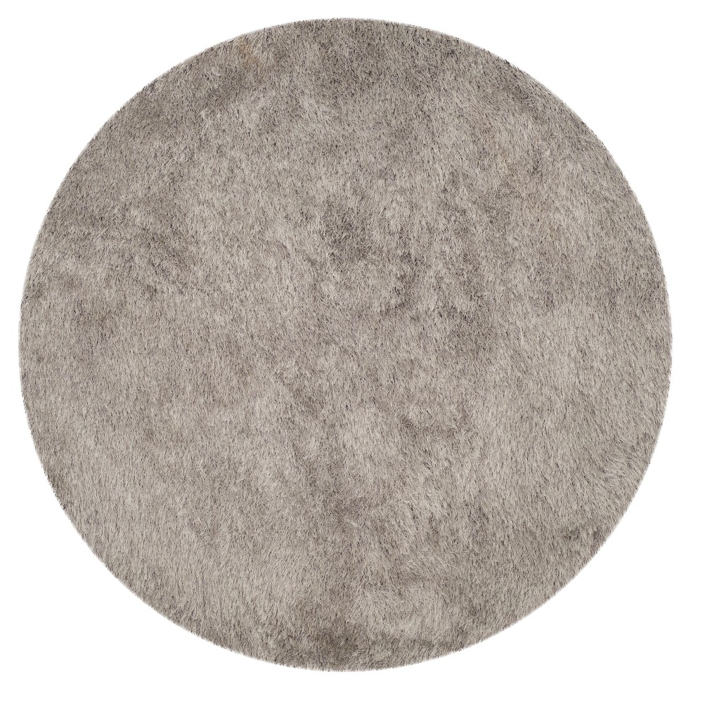 8' Round Solid Shag/Flokati Tufted Area Rug Silver - Safavieh