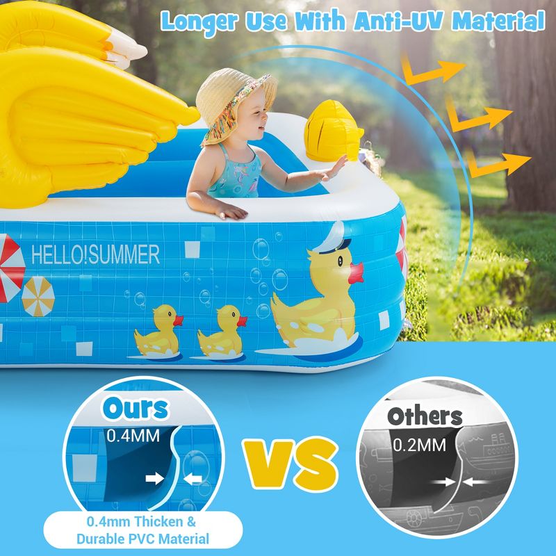 Costway Inflatable Swimming Pool Duck Themed Kiddie Pool w/ Sprinkler for Age 3+, 5 of 11