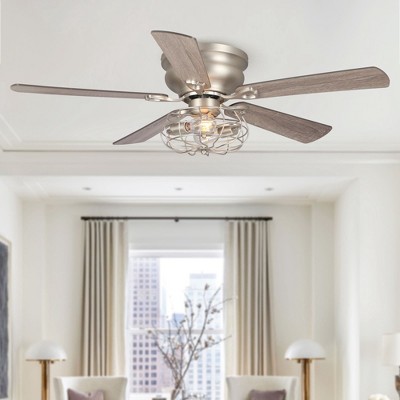 Parrot Uncle 48" Modern Industrial Nickel Flush Mount Ceiling Fan