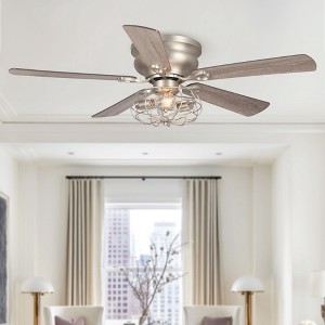 Parrot Uncle 48" Modern Industrial Nickel Flush Mount Ceiling Fan - 1 of 4