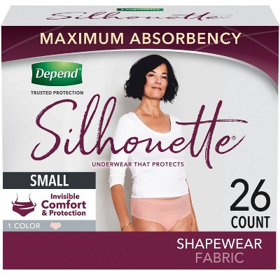 Depend Silhouette Incontinence & Postpartum Underwear for Women - Maximum Absorbency - S - Pink - 26ct