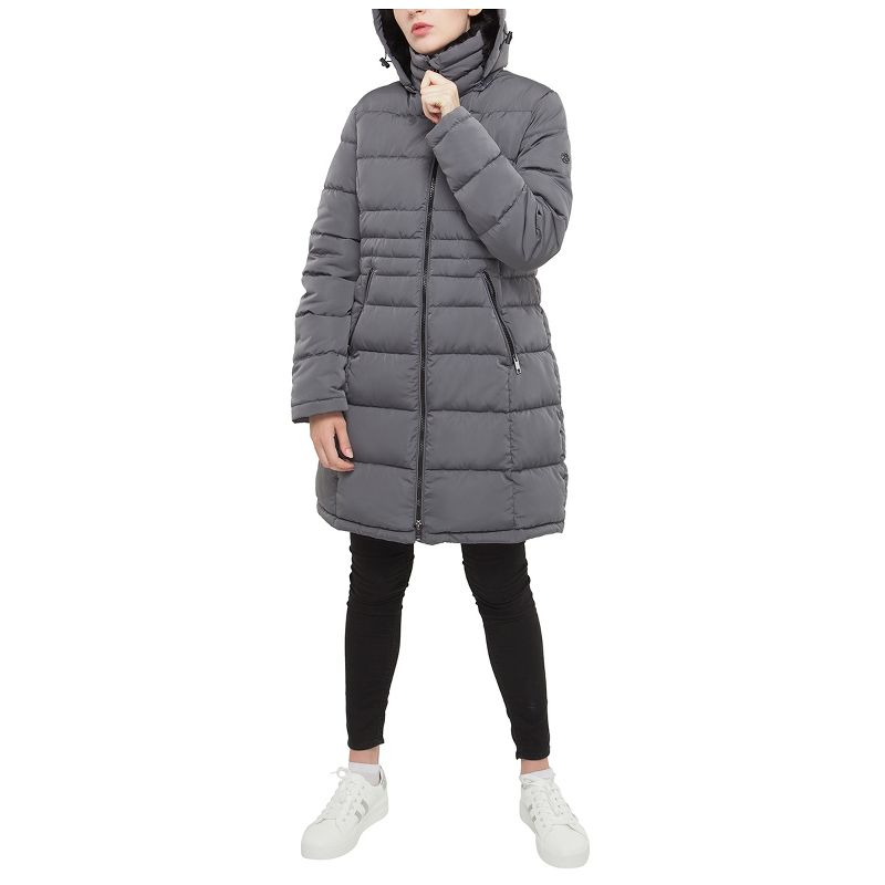 Rokka&Rolla Women's Heavy Long Winter Coat with Fleece Hood Parka Jacket, 4 of 12