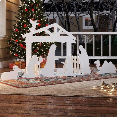 Sandinrayli Outdoor Lighted Nativity Set with 20 LED Lights, Holiday Yard Lawn Garden Decoration