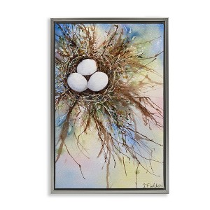 Stupell Industries Modern Watercolor Bird Nest Floating Frame Canvas Art - 1 of 4