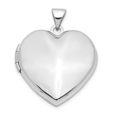 Black Bow Jewelry 14k White Gold 21mm Family Polished Heart Locket