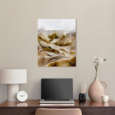 Winter End Rock Mountain 24" x 20" Brown and Beige Canvas Landscape Art