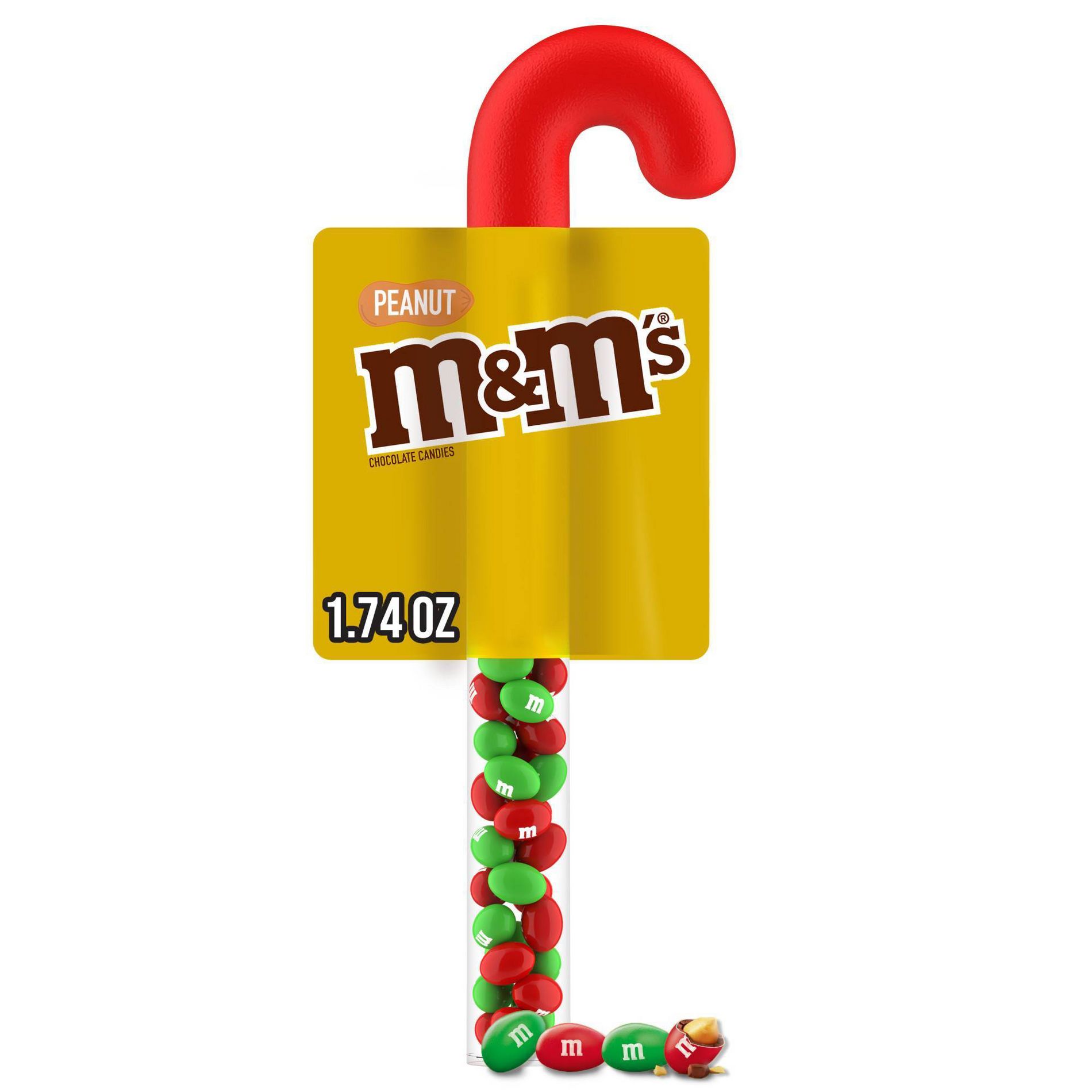 M&M's Peanut Chocolate Christmas Candy Cane - 1.74oz
