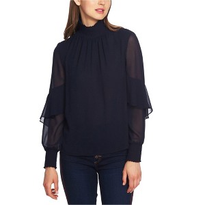 1.STATE Womens Chiffon Mock Neck Pullover Blouse - 1 of 1