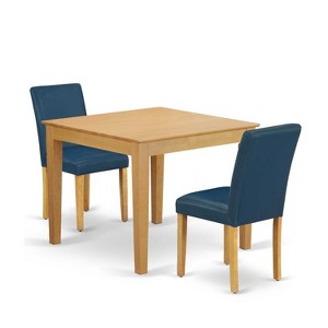 Kitchen Table Set 3Pc Square 36 Inch - Parsons Chairs, Modern Dining Set, Chic Bistro Table - 1 of 4