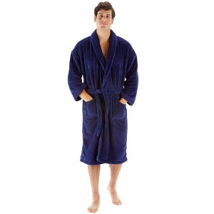 BC BARE COTTON Mens Shawl Robe Microfiber Plush Fleece Bathrobe - 1 of 4