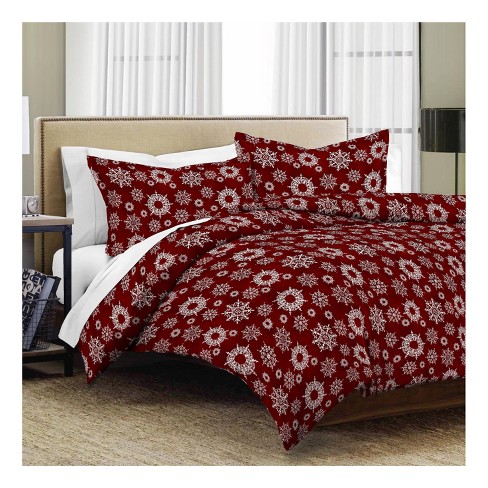 Christmas Eve Snowflakes Printed Heavyweight Flannel Oversized Duvet Cover Set King Tribeca Living Target