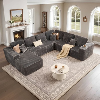XIZZI Modular Sectional Sofa Couch, L/U-Shape Upholstered Couch, Modern Minimalist Couches for Living Room, Free Combination Deep Seat Corner Couch