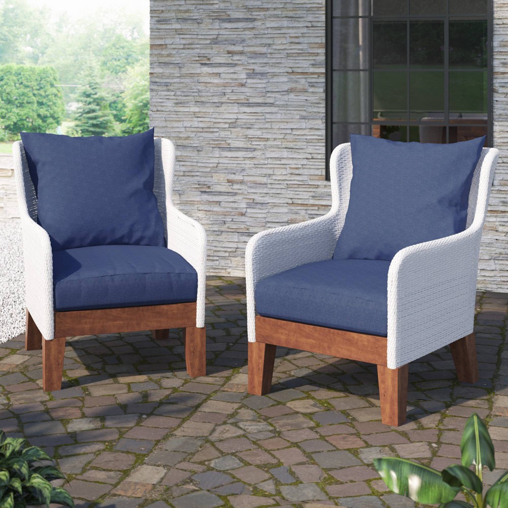 2pk Arm Chairs with Cushions Navy TK Classics