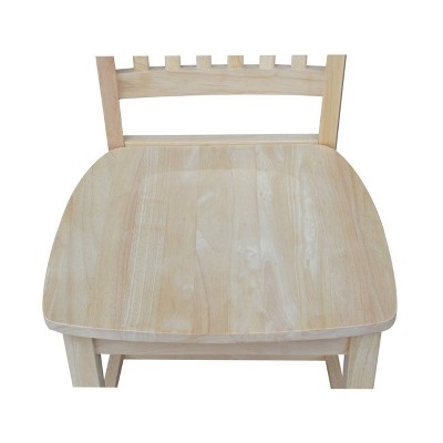 Classic Unfinished Solid Parawood High Slat Side Chair, Set of 2