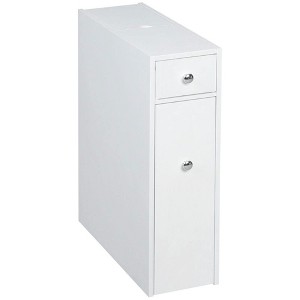 Resenkos Paper Cabinet, Side Table, Bathroom Corner Cabinet, Narrow Storage Unit White - 1 of 4