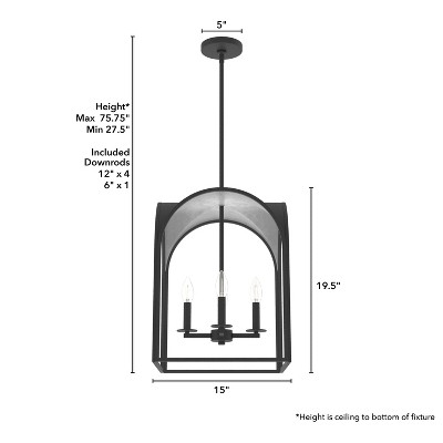 Dukestown 15" Natural Black Iron and Silver Leaf Pendant Light