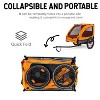 VASIP Pet Bike Trailer for Small & Medium Dogs,Easy-Fold Frame & Quick-Release Wheels,Non-Slip Floor with Safety Leash，Orange - 4 of 4