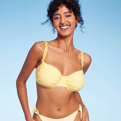 Women's Embroidered Daisy Strap Underwire Bikini Top - Wild Fable™ Yellow  D/dd Cup : Target