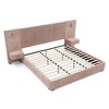 Sapphtopaz Queen Bed Frame with Headboard Pleated Chenille Upholstered Grounded Platform Bed with Drawers & Adjustable Bedside Lamp for Bedroom - 2 of 4