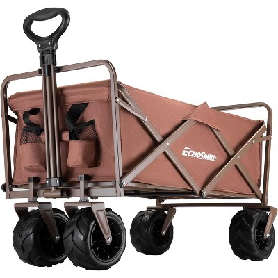 Heavy Duty 350 Lbs Capacity Collapsible Wagon, Folding Camping Wagons, Grocery Portable Utility, Adjustable Rolling Carts, w/ Big Wheels by Boahaus