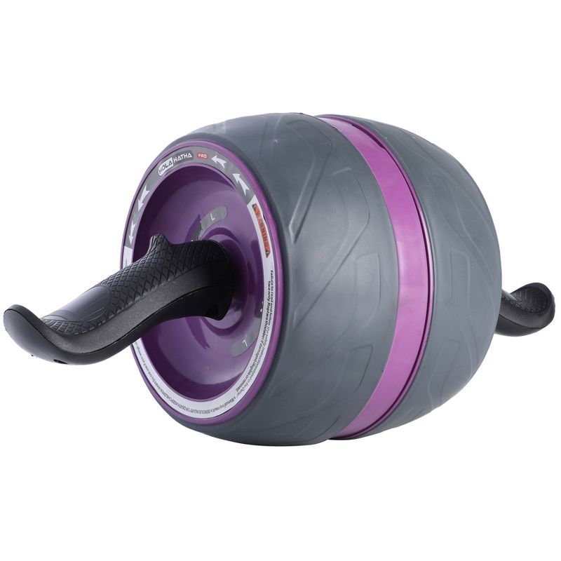 HolaHatha Portable Exercise Abdominal Core Building Workout Stainless Steel Non Slip Ab Roller Wheel with Knee Pad for Home Gym Fitness, Purple, 1 of 8
