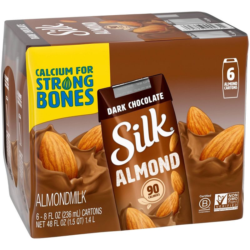 Silk Shelf-Stable Dark Chocolate Almond Milk - 6ct/8 fl oz Boxes, 3 of 8
