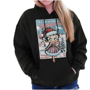 Betty Boop Be Home For Christmas Hoodie Sweatshirt Women Brisco Brands - 1 of 4