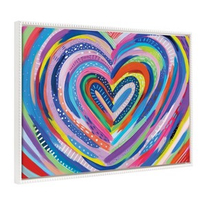 Kate & Laurel All Things Decor 28"x38" Sylvie Beaded EV Heart Burst 1 Framed Canvas by EttaVee White - 1 of 4