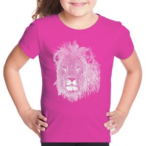 LA Pop Art Girl's Word Art T-shirt - Lion - 1 of 4
