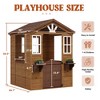 Wooden Play House for Kids, Wooden Play House Outdoor Cottage, Cedar Woodens Kids Playhouse Cottage, Toddler Outdoor Playhouse Vinyl Roof With Kitchen - 2 of 4
