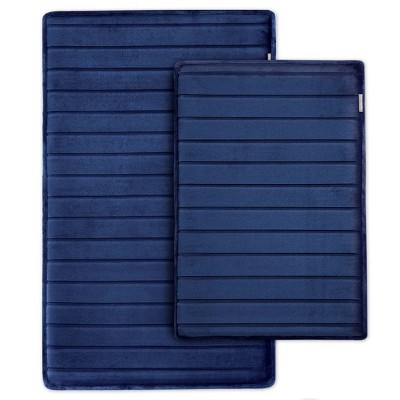 Activated Charcoal Memory Foam Bath Mat in Navy Blue, Large 21 x 34 in