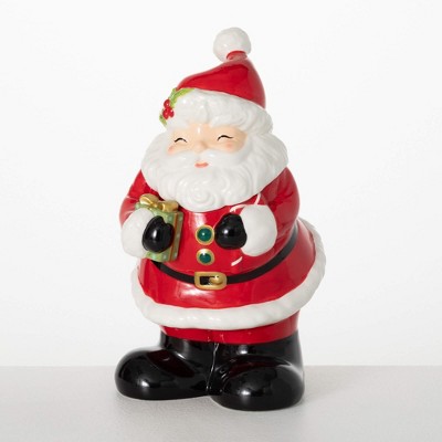 13"H Sullivans Christmas Whimsical Santa Cookie Jar, Red-White, Indoor Christmas Decor